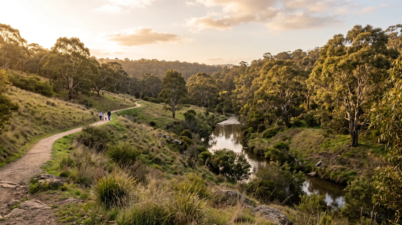 Indicative park and creek corridor with walking paths