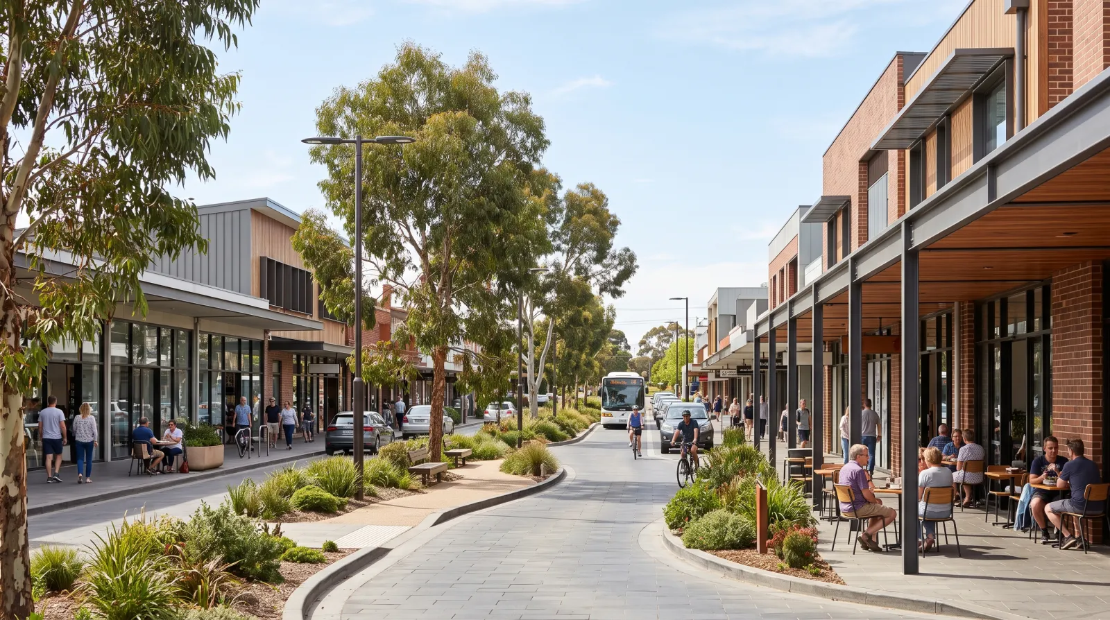 Indicative local town centre with shops and public space